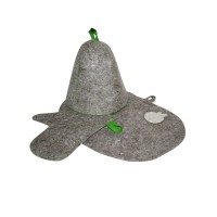 Комплект банный (шапка, рукавица, коврик) войлок серый